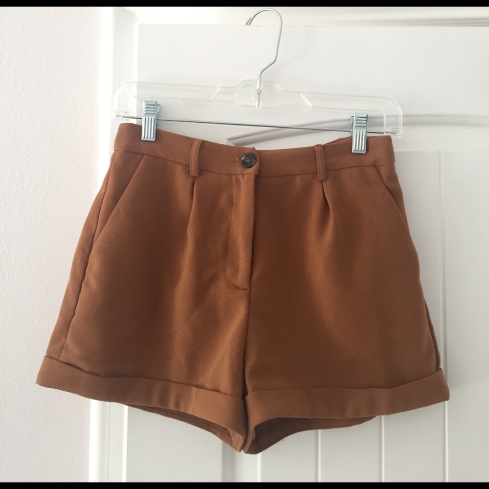 Burnt Orange-Brown High Waist Shorts