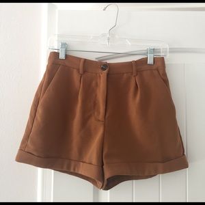 Burnt Orange-Brown High Waist Shorts
