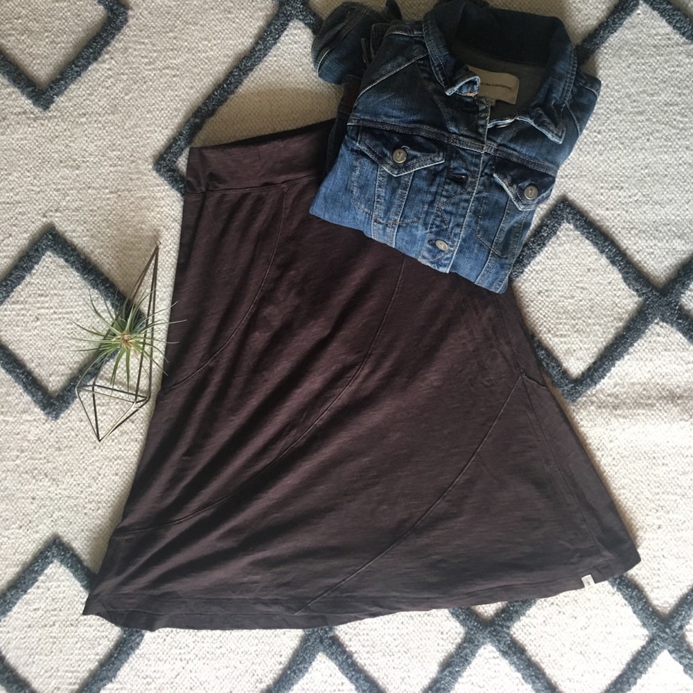 Horny Toad/ Toad&Co Brown Taupe Midi Swing Skirt.