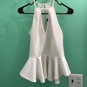 White peplum top