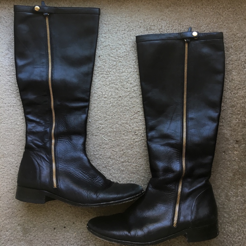 JCrew Harper Black Leather Boots