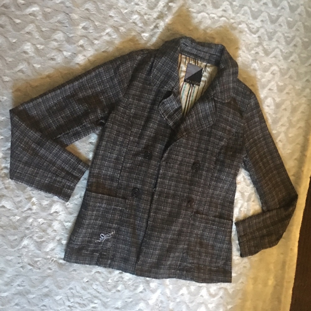 Volcom plaid knit peacoat jacket medium