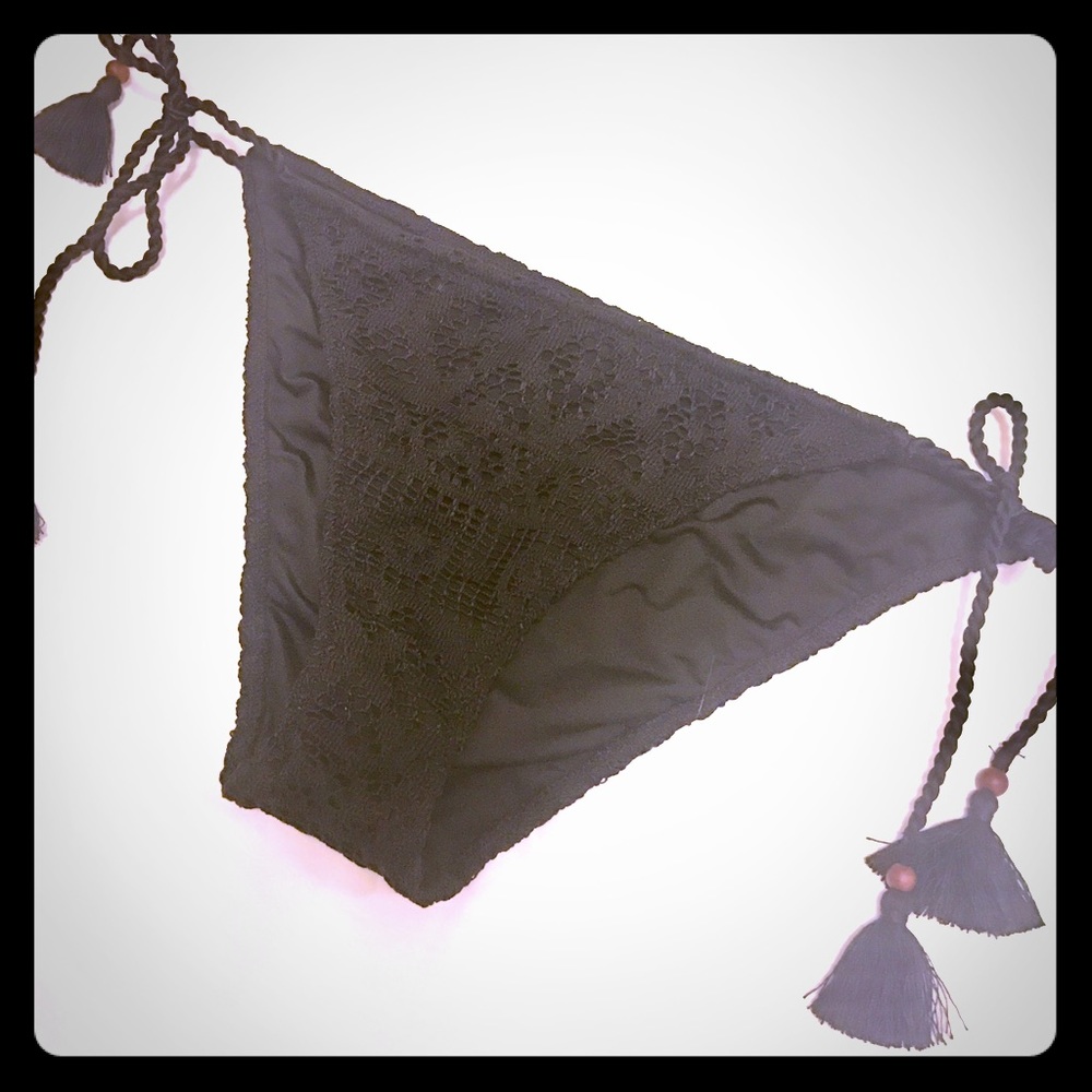 VS Black Lace Side Tie Bikini Bottoms