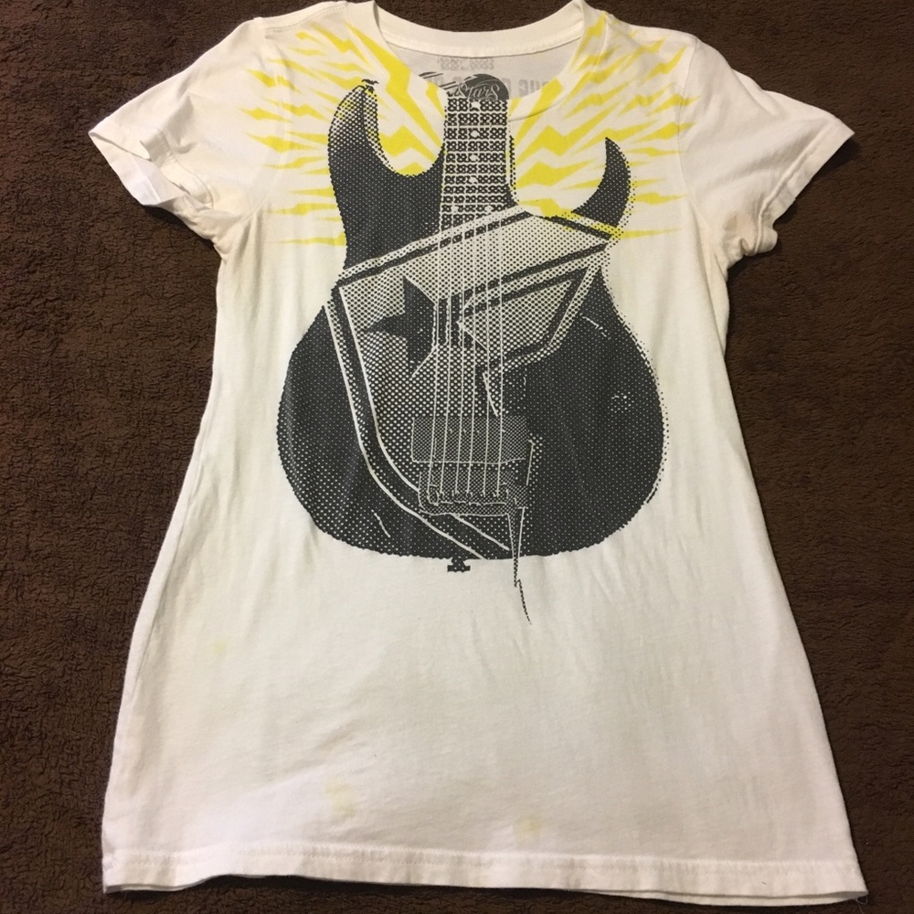 White Famous Stars & Straps tshirt with guitar