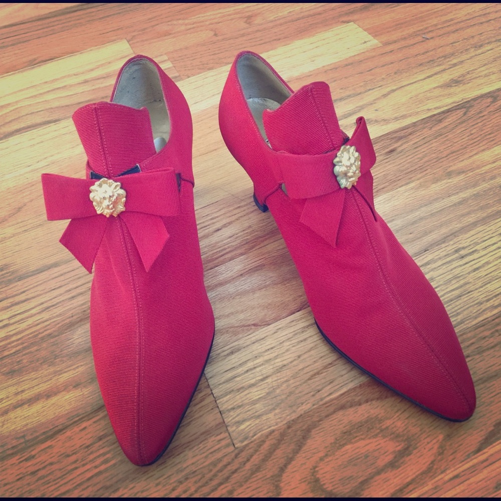 New Versus Gianni Versace Red Pointy Ankle Boots