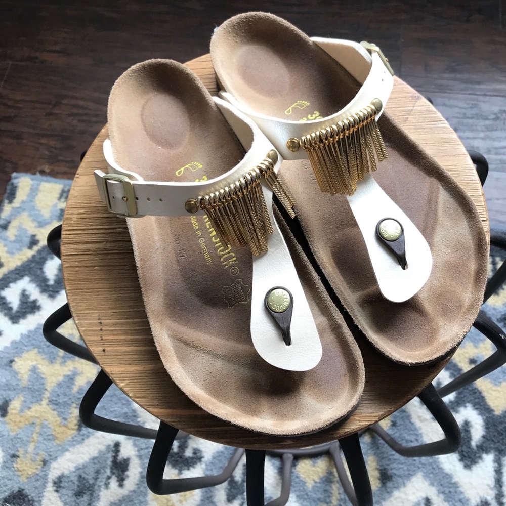 Gold fringe (chain) Birkenstocks- size 39!