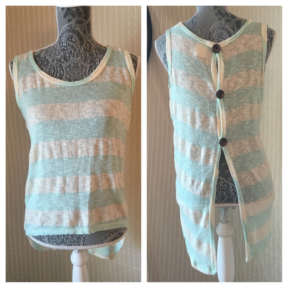Seafoam stripe sweater tank