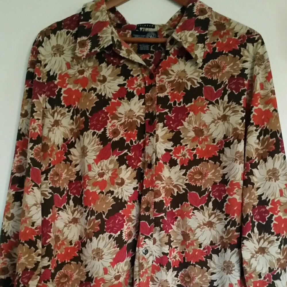 Venezia Lane Bryant Floral Stretch Blouse EUC