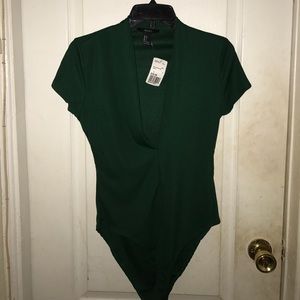 Deep V Cut Knit Bodysuit