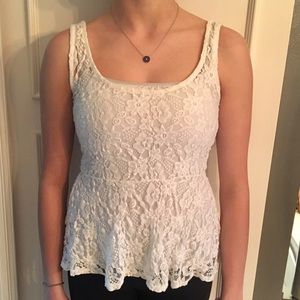 Lace peplum tank top