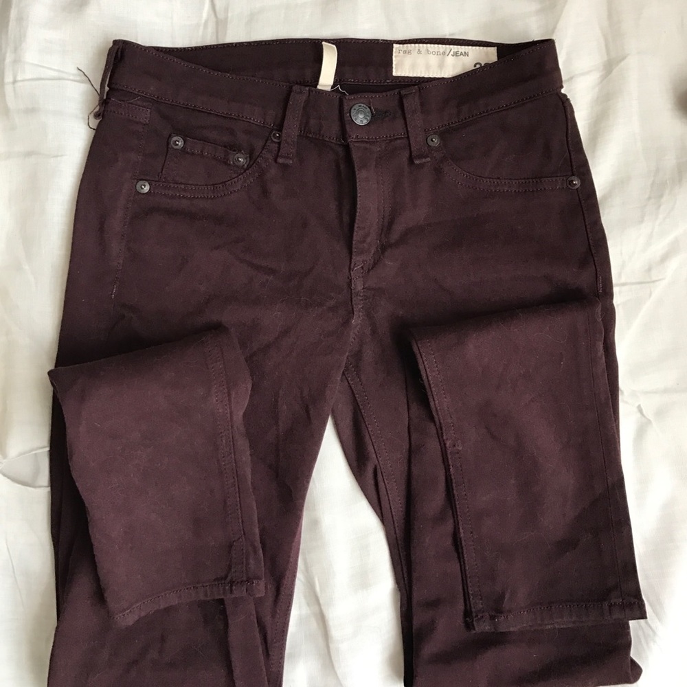 Rag and bone legging in burgundy