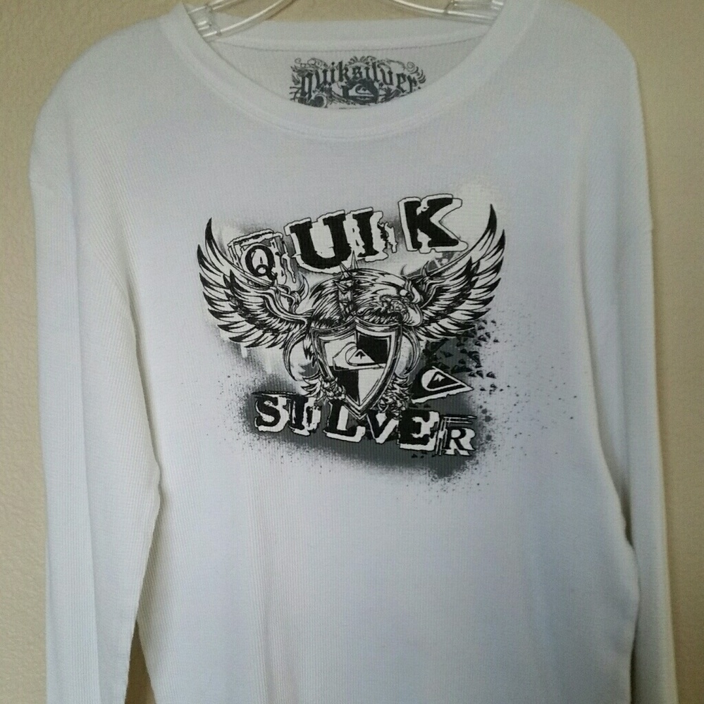 Quicksilver, white, waffle Henley - boys XL
