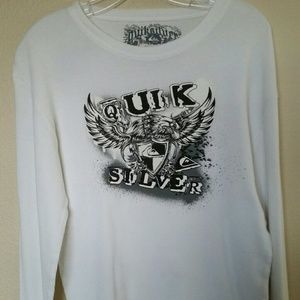 Quicksilver, white, waffle Henley - boys XL