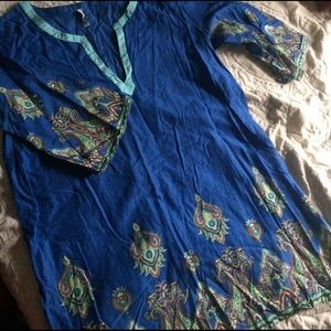 Blue Tunic with Paisley Trim