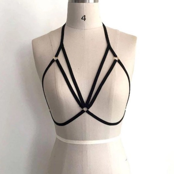 Women's Black Bra Straps Hollow Outline Shaper - Picture 2 of 3