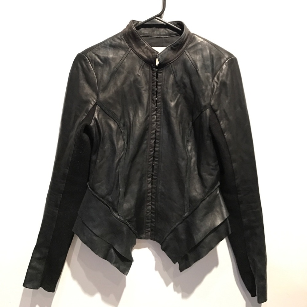 Hinge Raw-Edged Corset Leather Jacket