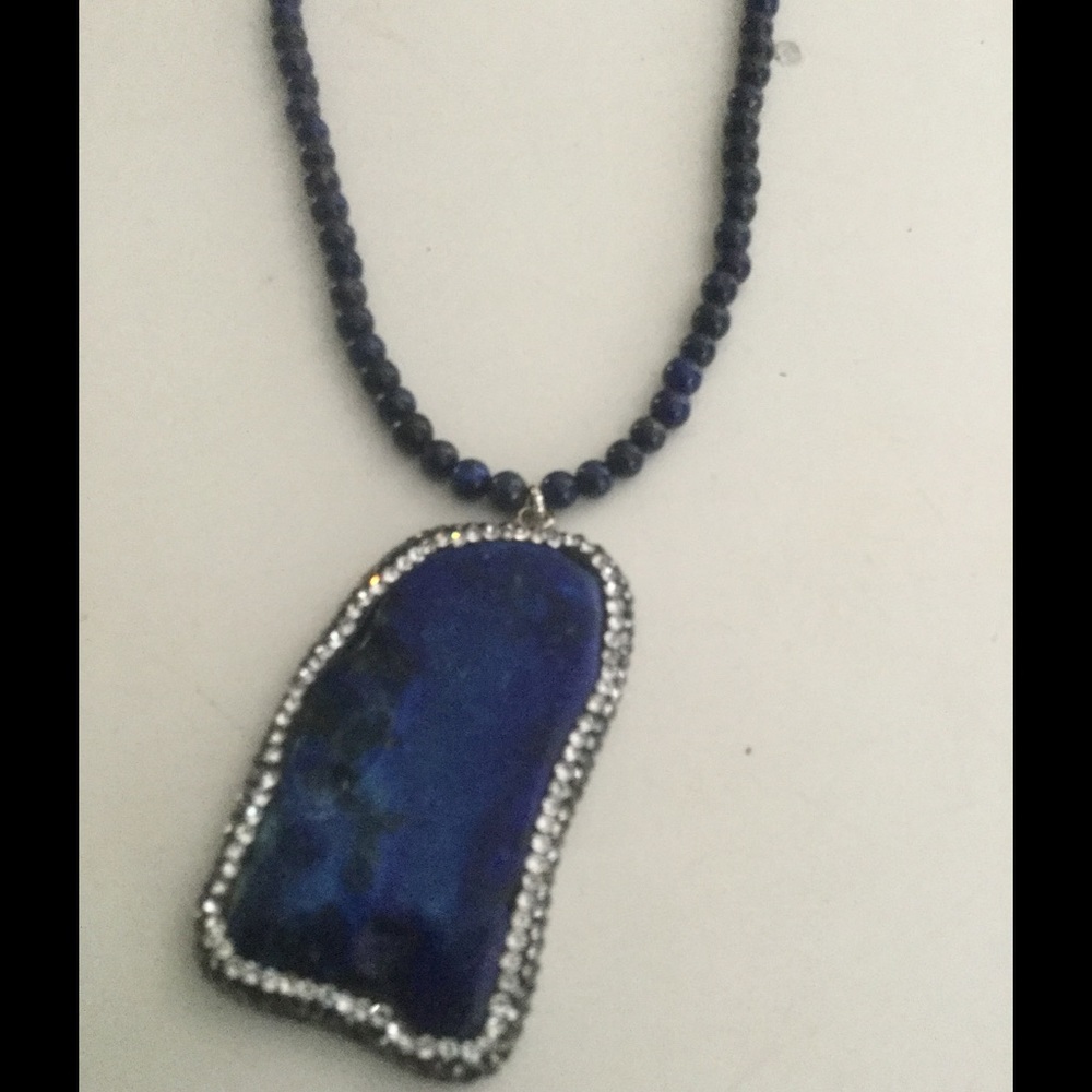 Lapis necklace with marcasite