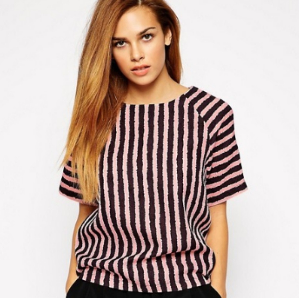 Girls on Film Top in Textured Stripe