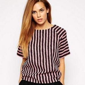Girls on Film Top in Textured Stripe