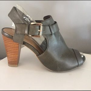 Peep toe strappy booties