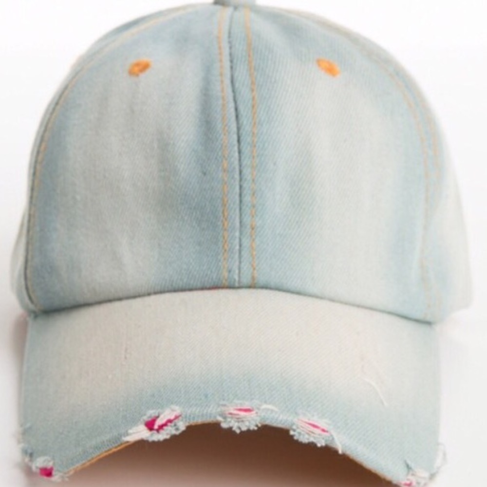 Light Denim Vintage Distressed Baseball Cap