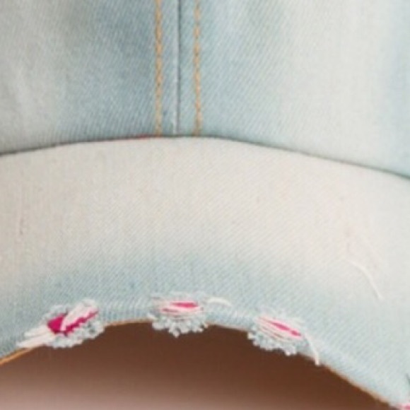 Light Denim Vintage Distressed Baseball Cap - Picture 2 of 7
