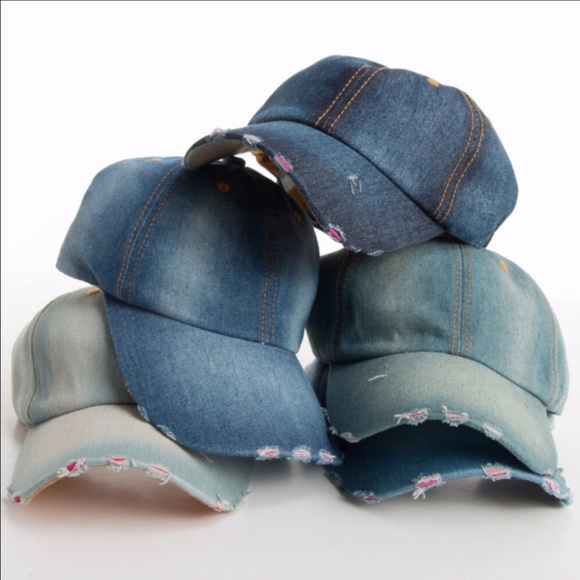 Light Denim Vintage Distressed Baseball Cap - Picture 3 of 7