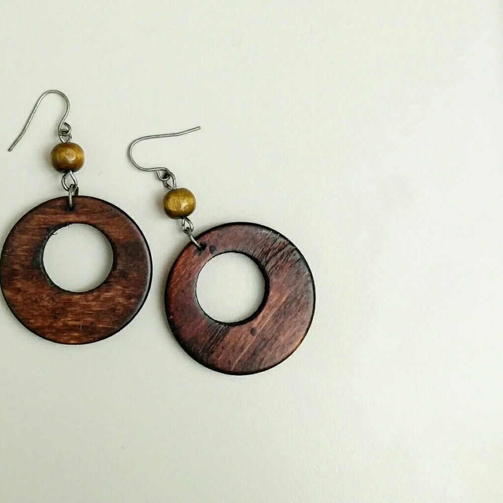 [Francesca's] Round Wooden earrings