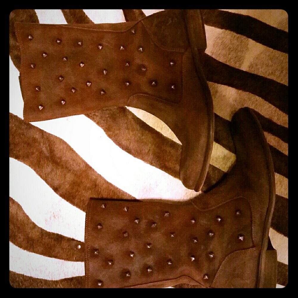 Ilaria Ranieri brown leather studded mid-calf boot