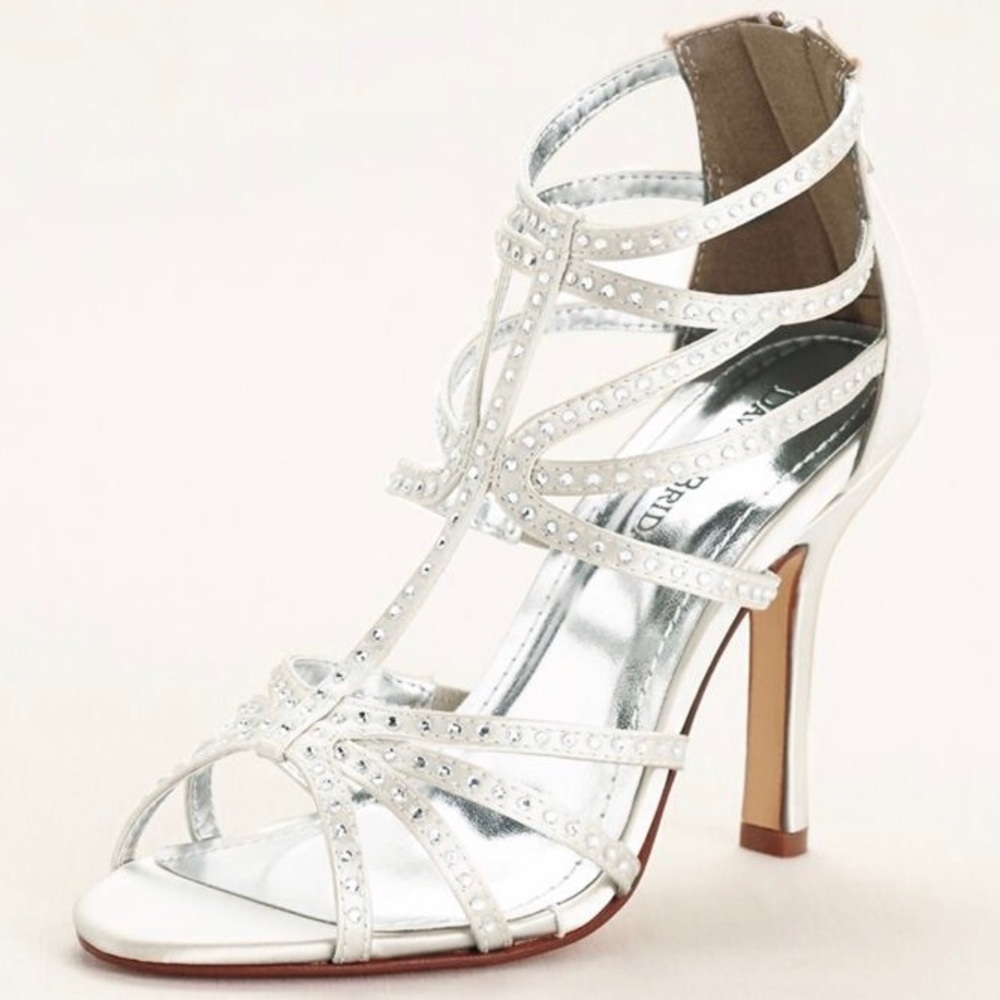 David's Bridal High Heeled Dyeable Caged Sandal