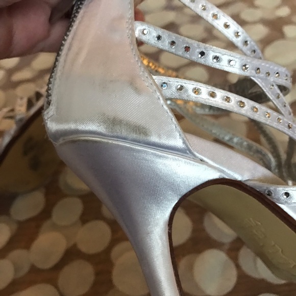 David's Bridal High Heeled Dyeable Caged Sandal - Picture 6 of 7