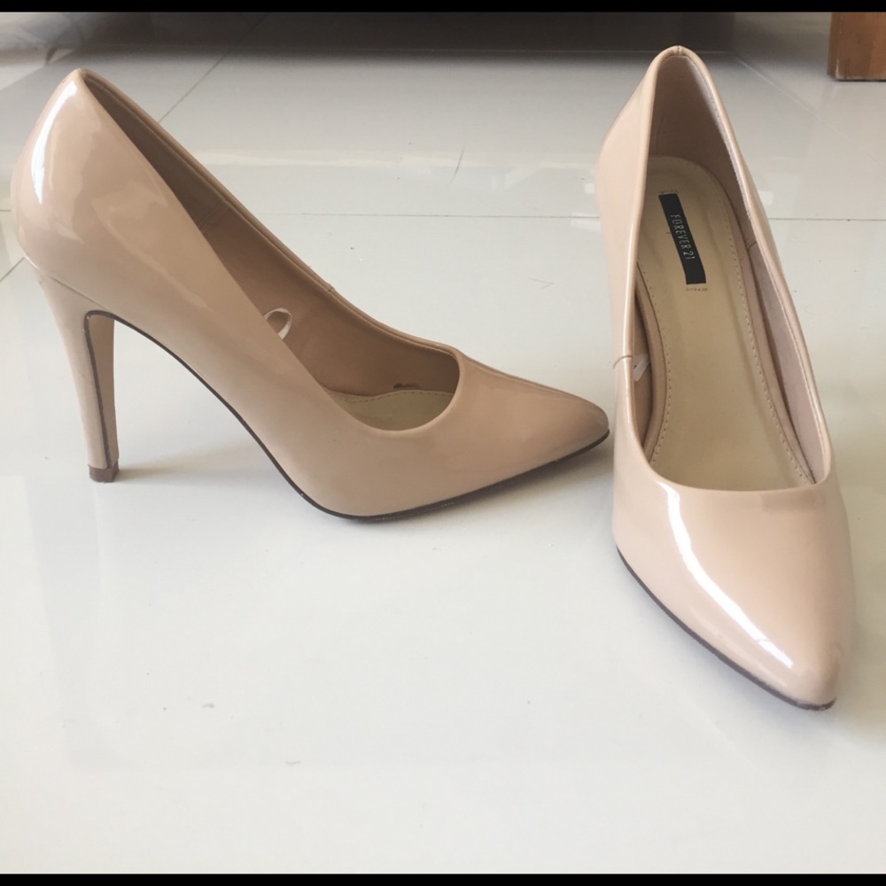 Nude Patent Leather Pumps