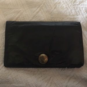 Black Soft Leather Wallet Clutch