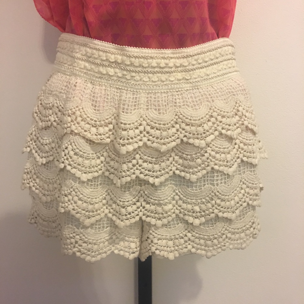 Charlotte Russe Lacy crochet high waisted shorts