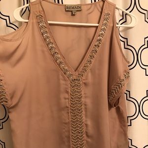 Remain brand beaded cold shoulder blouse