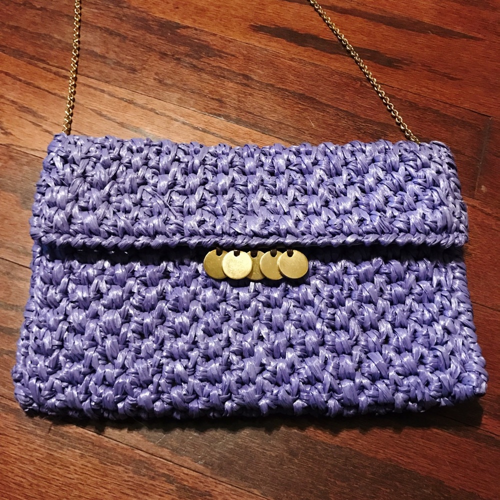 vintage woven straw/italian leather purse