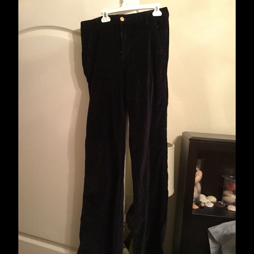 Velvet type material Tory Burch Pants! Lovely blue