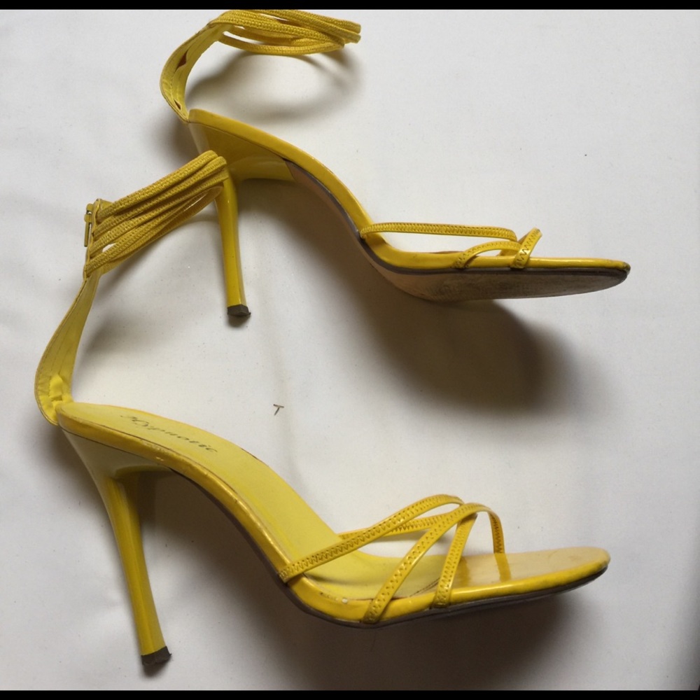 Yellow ankle strap sandals