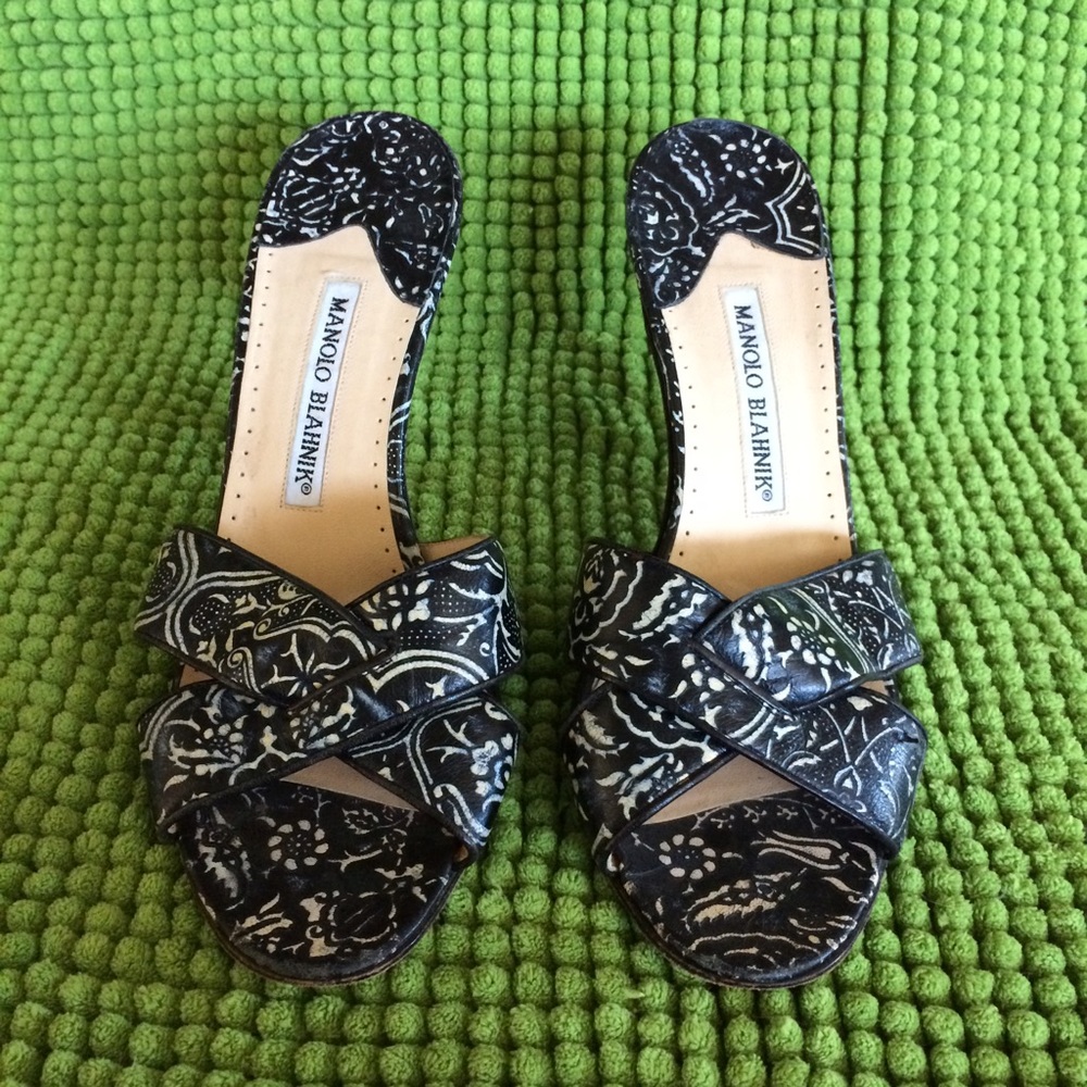 Manolo Blahnik Boho Floral Sandals