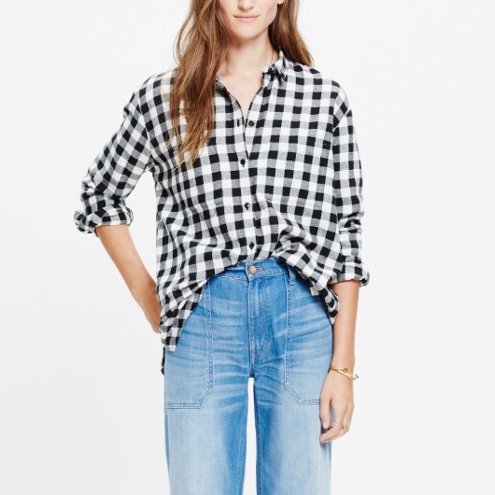 Madewell flannel shirt b/w buffalo check