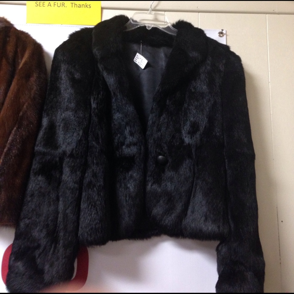 Black rabbit fur jacket