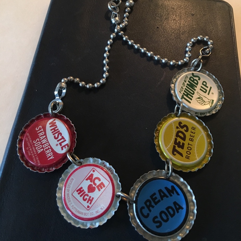 Vintage retro comic soda bottle cap necklace