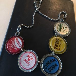 Vintage retro comic soda bottle cap necklace