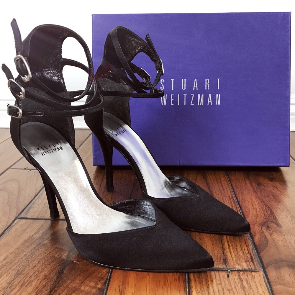 Stuart Weitzman Black Satin Heels