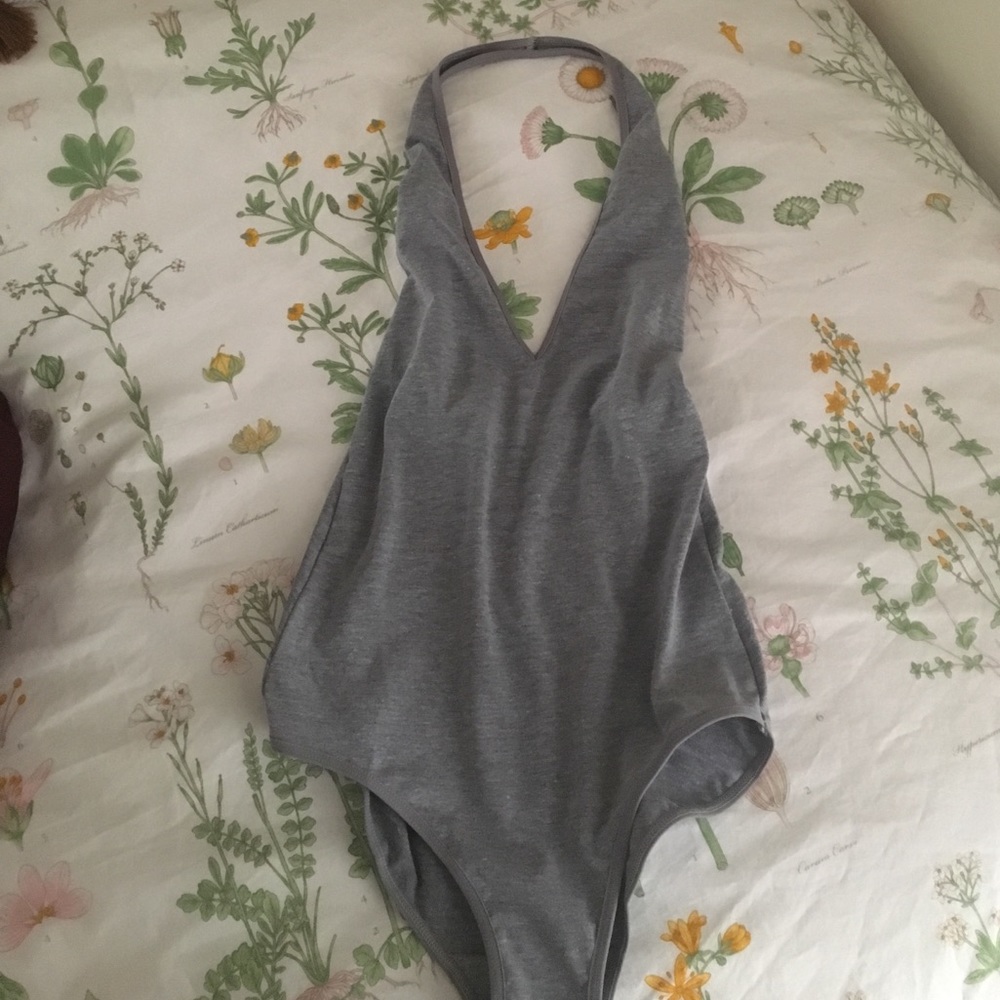 NWOT American apparel grey halter bodysuit