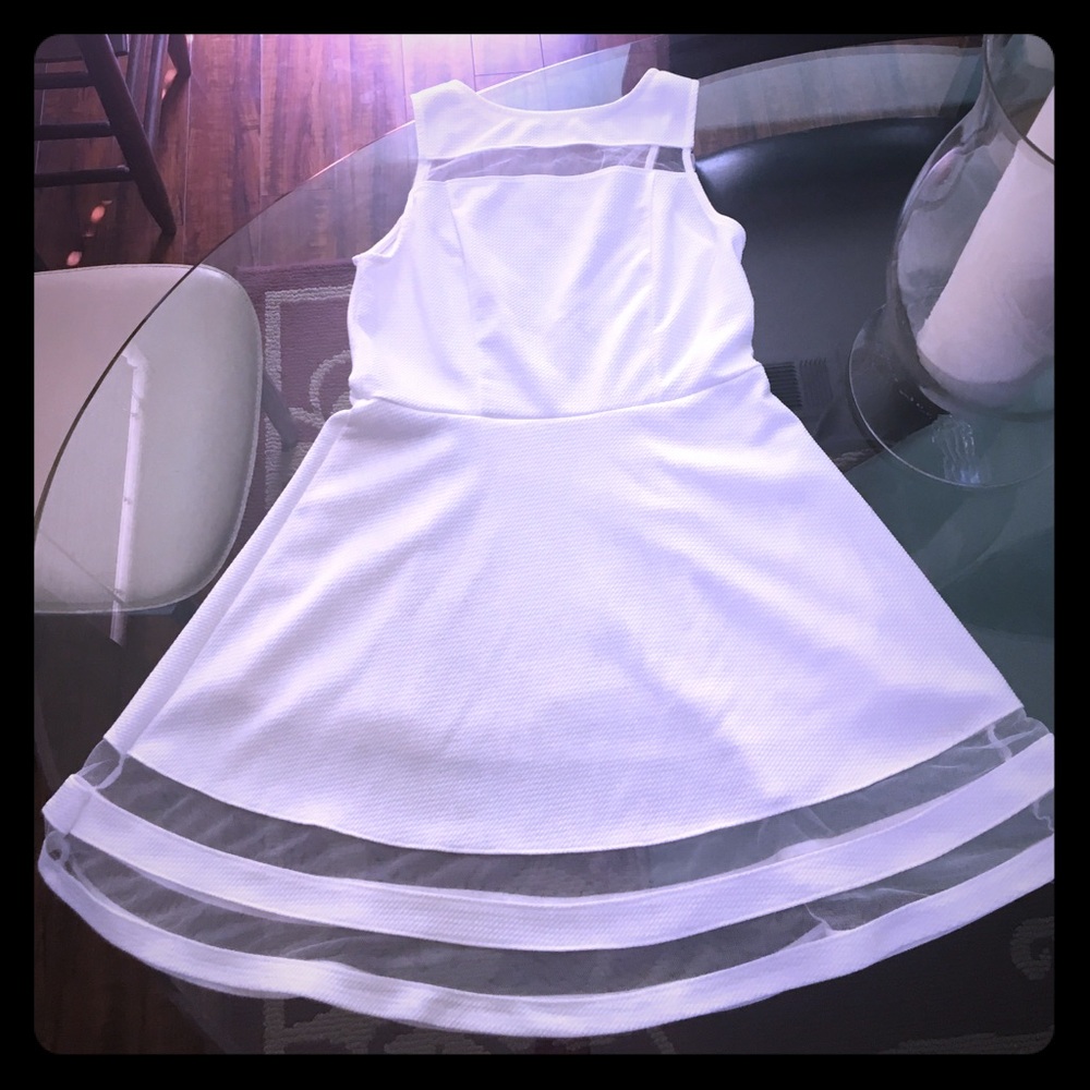 Monteau beautiful white sun dress with mesh