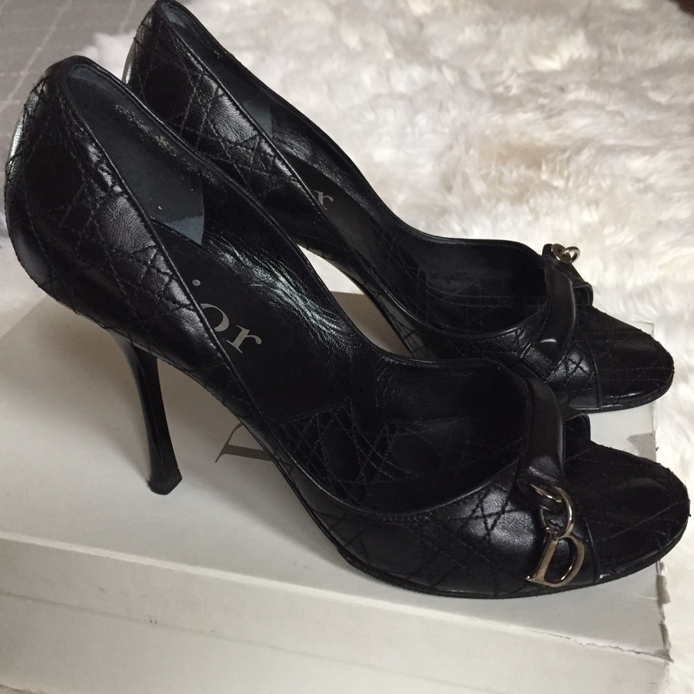 Christian Dior Cannage Peep Toe Heels