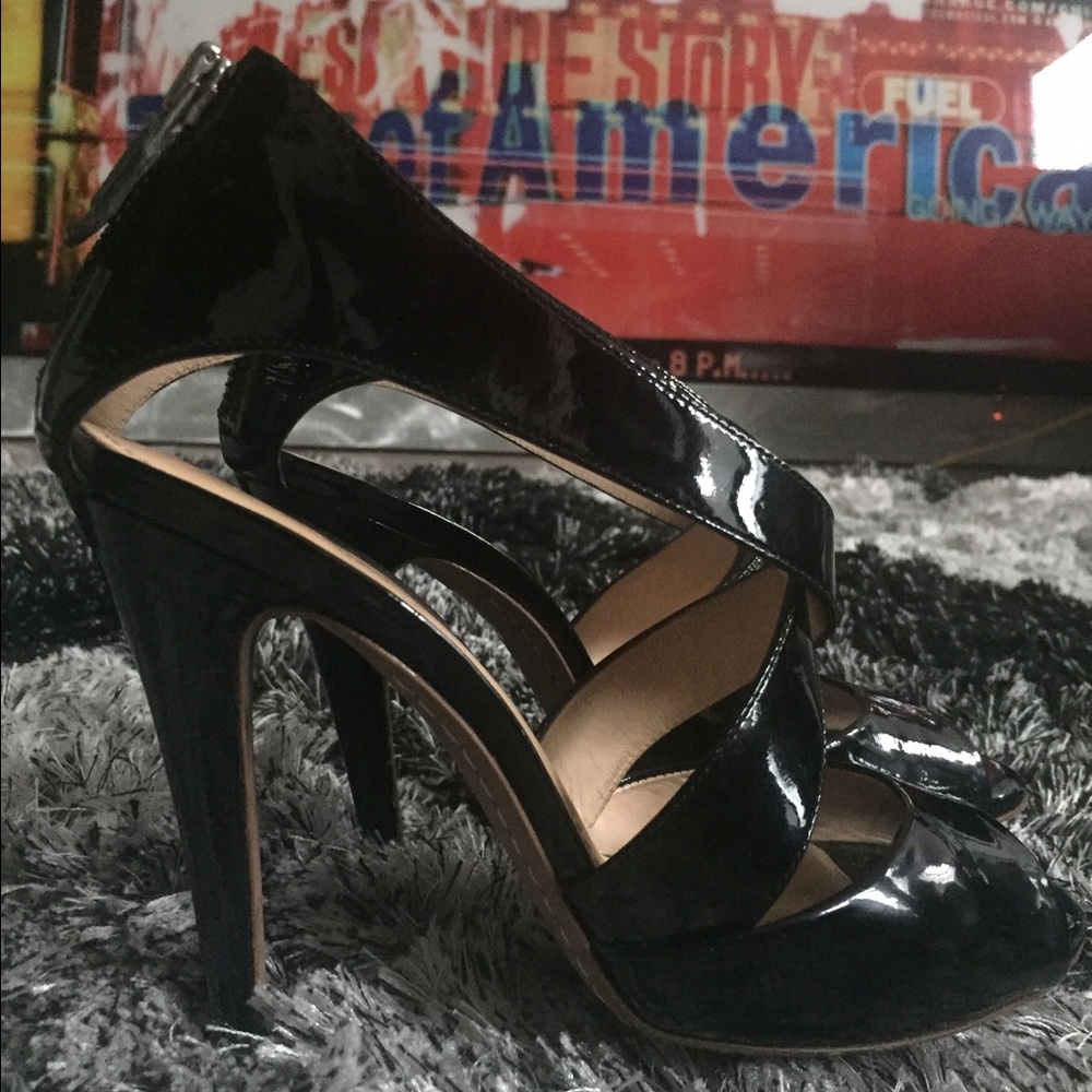 Theory Black Patent leather stiletto sandal