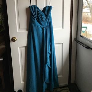 Teal bridesmaid dress with detachable straps