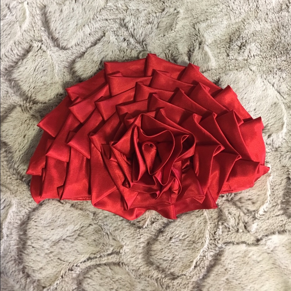 Lulu Townsend Red Rose Satin Clutch